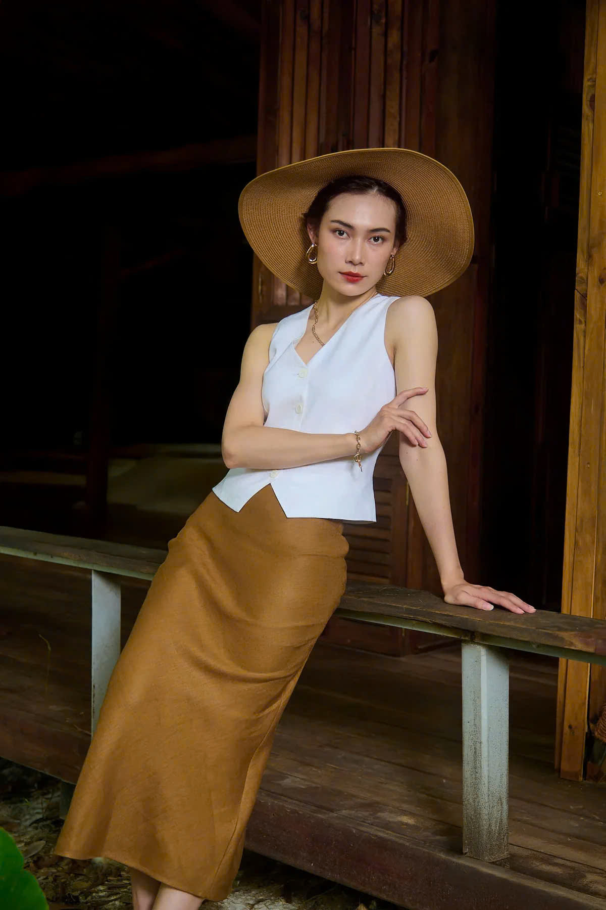 Áo Vest Gilet Linen Trắng An Nam TOP203 thời trang Hity