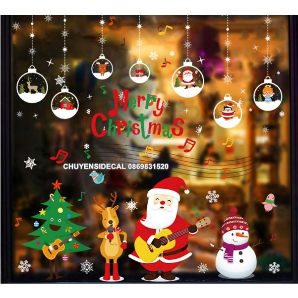COMBO DECAL DÁN TƯỜNG NOEL - Rèm Pha Lê kết hợp Noel bản nhạc