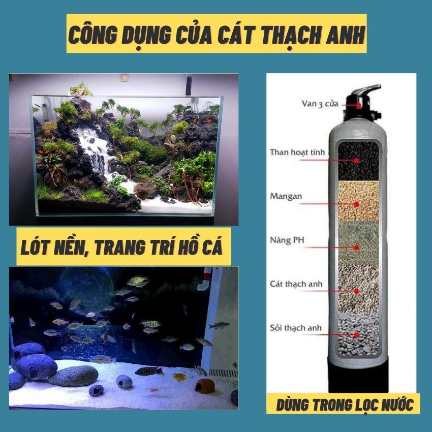 Cát Thạch Anh Trắng Chuyên Dùng để Trải Nền, Trang Trí Hồ Cá và Lọc Cặn