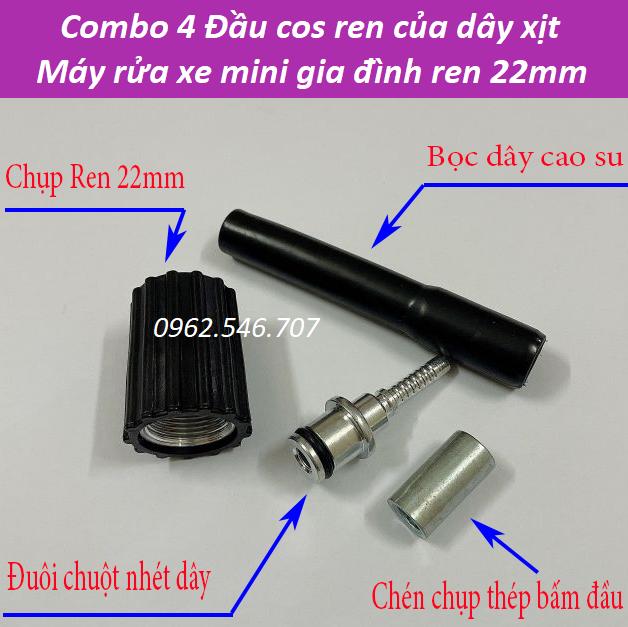 Đầu cos Ren Trong 22mm Của Dây Xịt Máy Rửa Xe ( Trọn Bộ Như Hình )