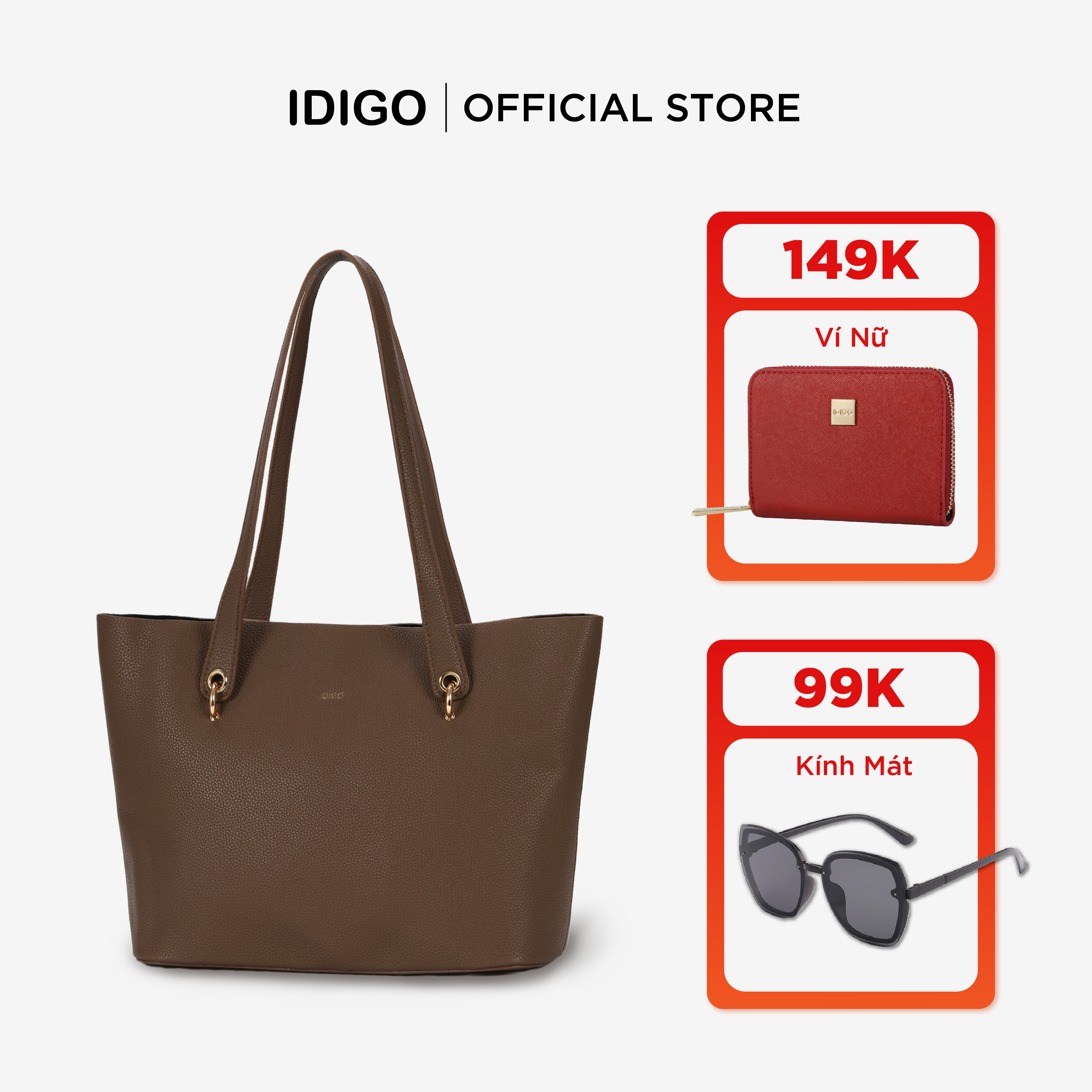 Túi đeo vai giáo viên, túi xách tay công sở nữ phom lớn chứa tài liệu A4 IDIGO FB2 - 6026