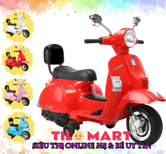 Xe máy điện trẻ em, xe máy điện Vespa cho bé TILO KIDS TLK-6288 có đèn nhạc siêu dễ thương