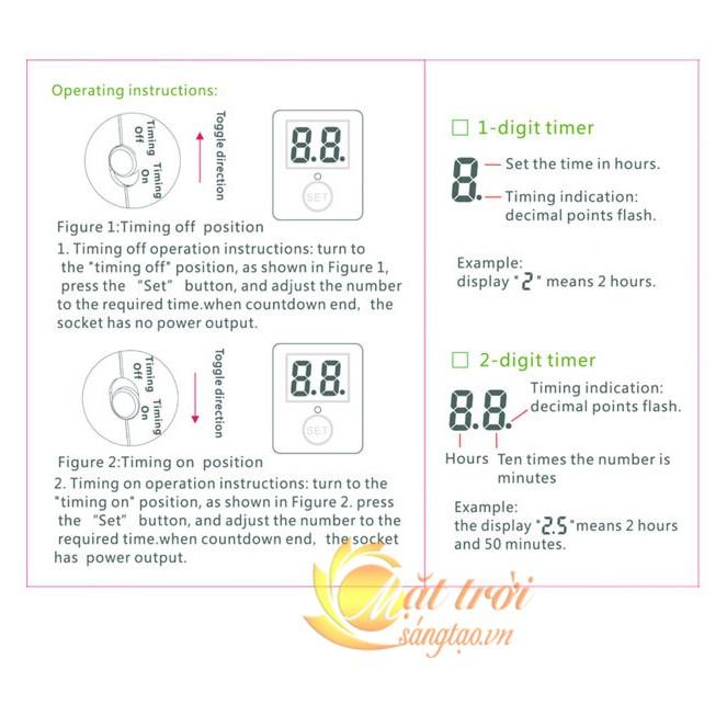 Ổ cắm hẹn giờ Bật/Tắt đếm ngược điện tử AL09-1D (1-9 giờ)