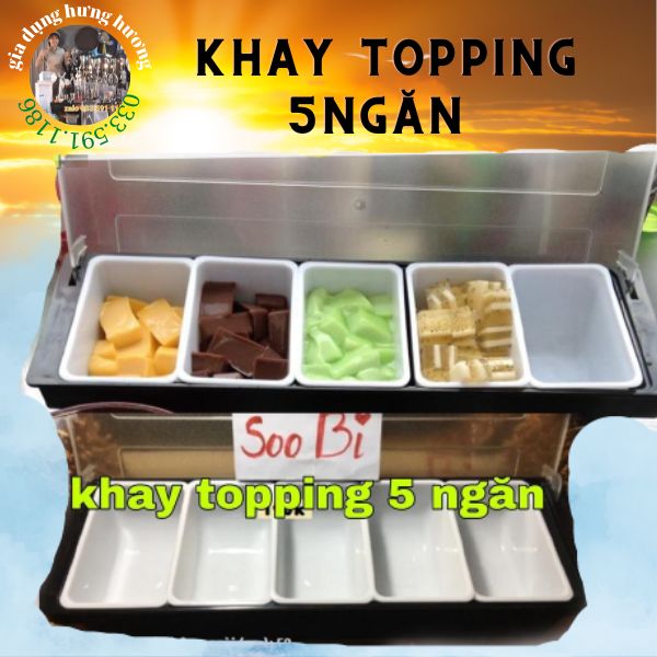 Khay đựng thạch, topping chia ngăn tiện lợi