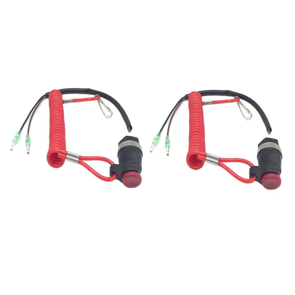 2pcs Boat Part Outboard Engine Motor Lanyard Kill Stop Switch Safety Tether
