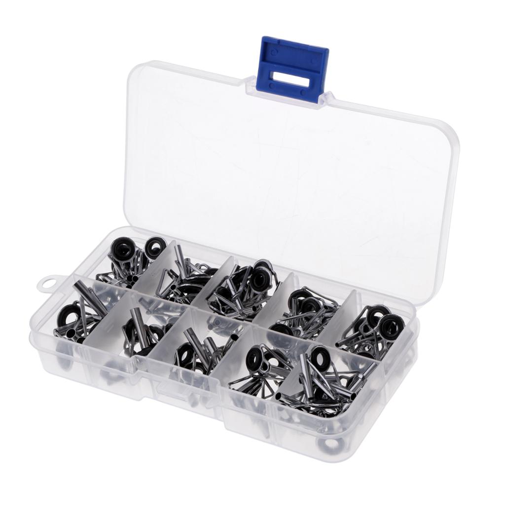 80Pcs/box Heavy Duty Sea Boat Fishing Rod Guides Top Tips Pole Rod Eye Rings