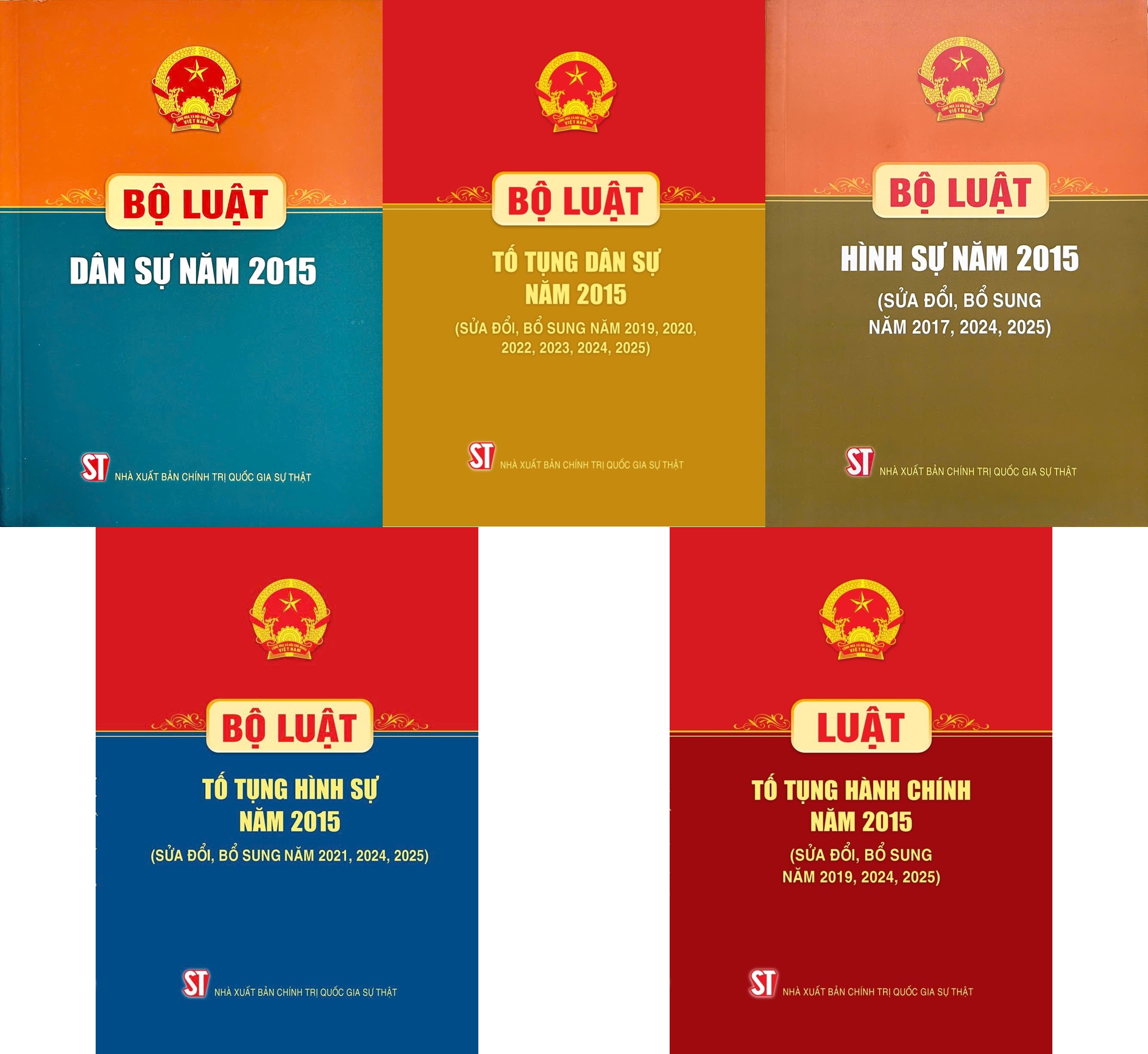 Combo 5 Cuốn Bộ Luật Dân Sự, Bộ Luật Tố Tụng Dân Sự, Bộ Luật Hình Sự, Bộ Luật Tố Tụng Hình Sự, Luật Tố Tụng Hành Chính