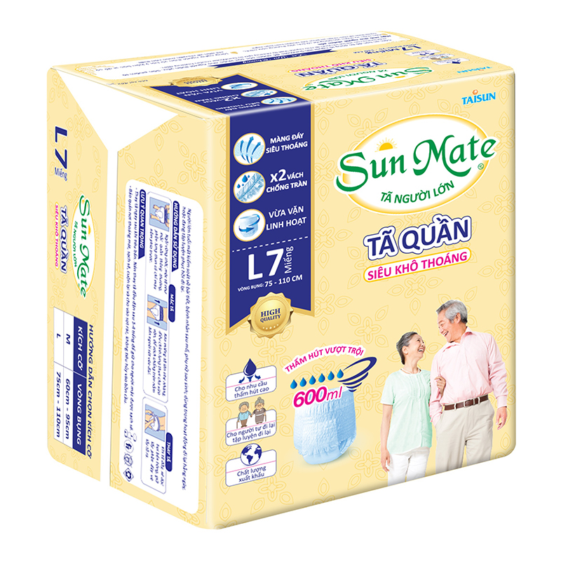 Tã Quần Người Lớn Sunmate Khô Thoáng L7 (7 Miếng)