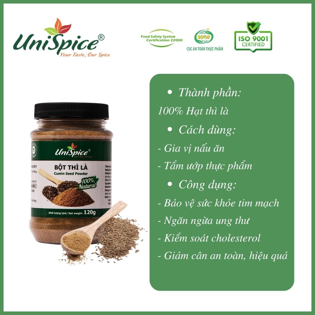 Bột thì là Unispice hũ/lọ 120g- Gia vị tự nhiên