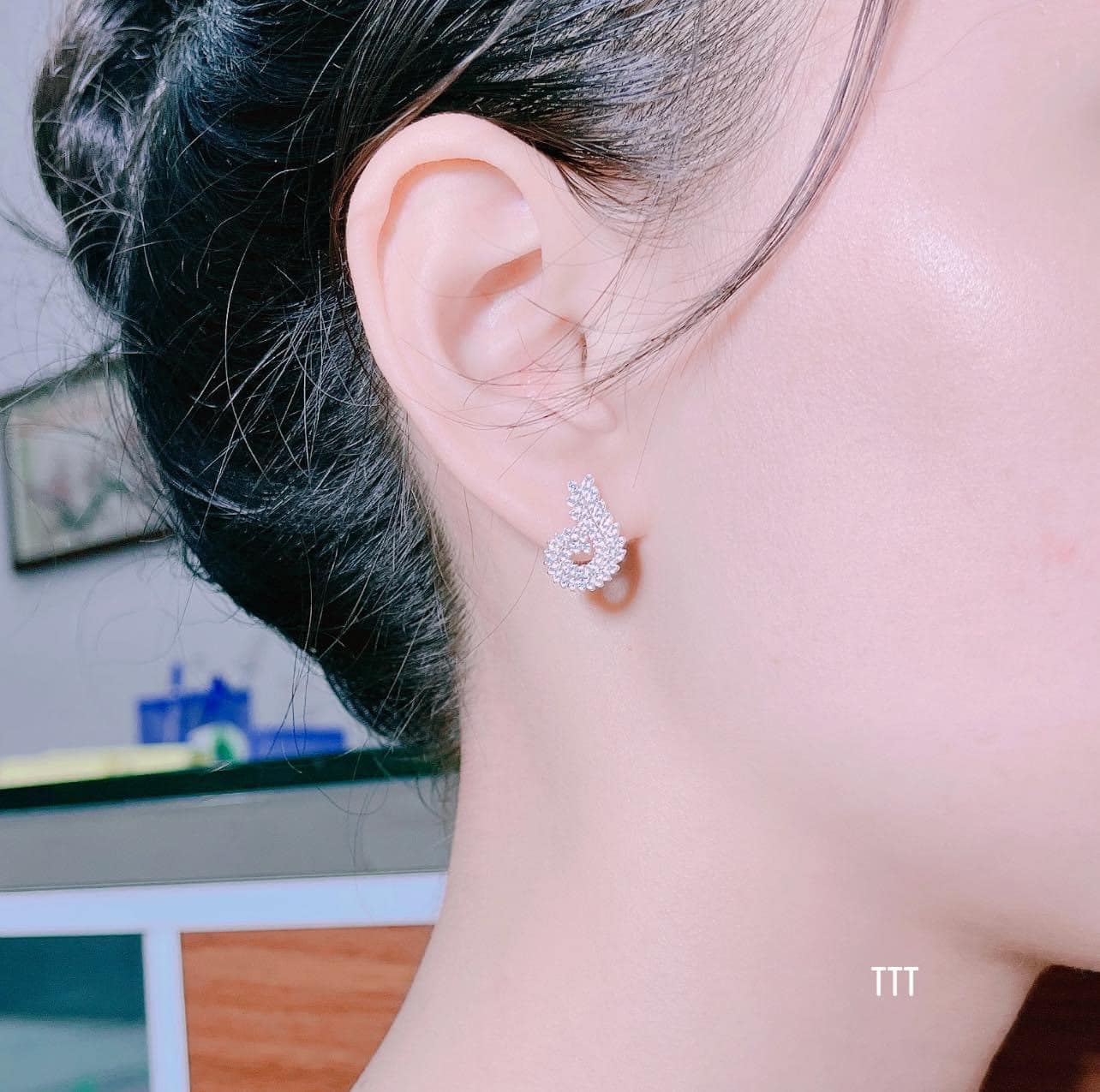 Bông tai bạc khoá bấm thời trang chất liệu bạc s925 MS0085