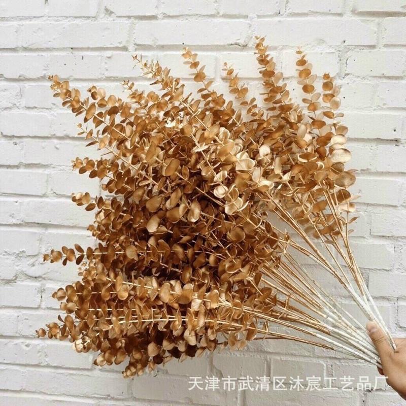 CÀNH LÁ TÁO VÀNG VÀ LÁ KHUYNH DIỆP GIẢ CẮM ĐÀO ĐÔNG DECOR TRANG TRÍ NGÀY TẾT