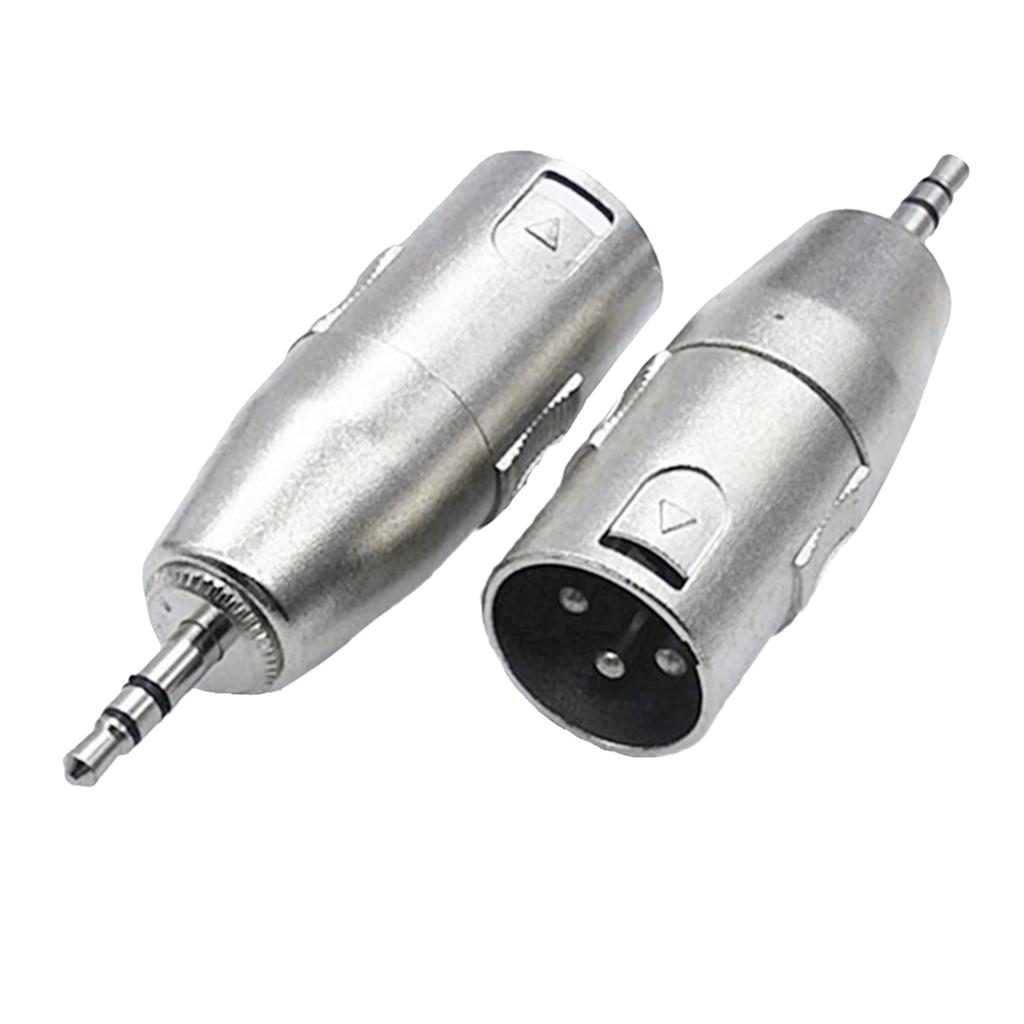 2 Pieces 3.5mm Jack Male Microphone Adapter to 3-pin XLR Male Connector for Camcorders, Recorders, & Mixers