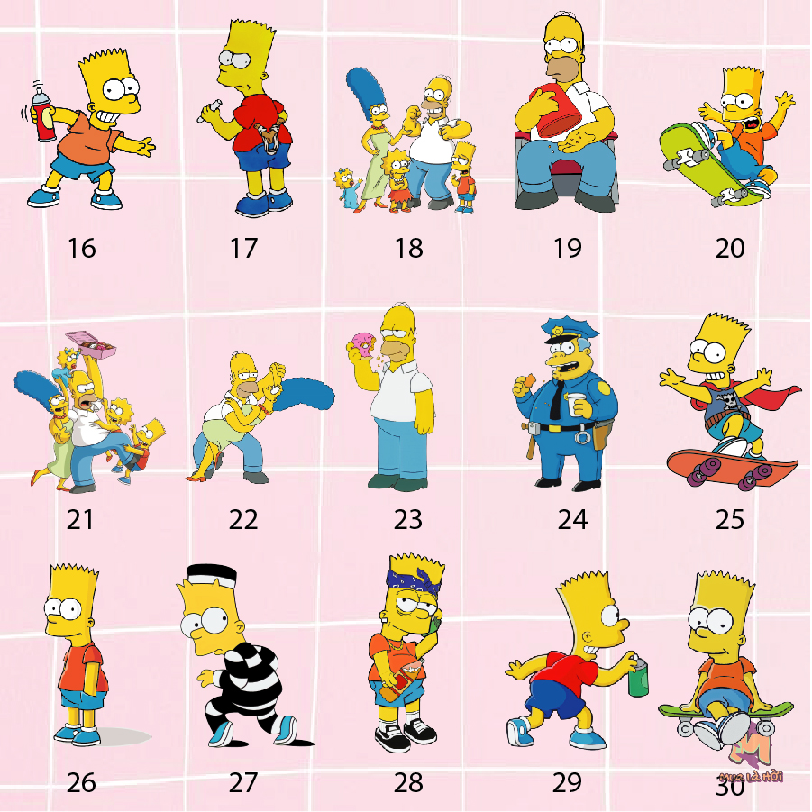 Miếng dán Stickers chủ đề Gia đình Simpson