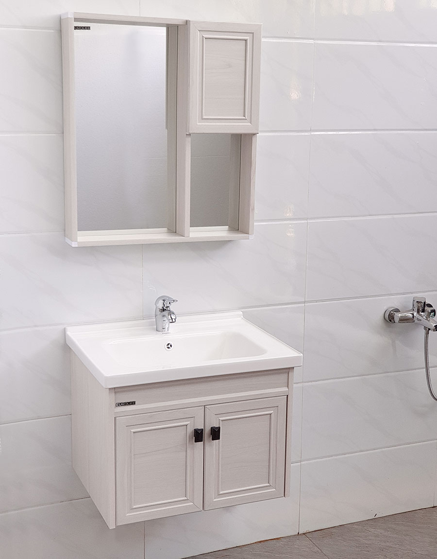 Bộ tủ Lavabo nhựa và carbon chịu nước Eurolife BLV-NC01 kháng nước chống ẩm chống bám bẩn, tạo khuẩn (Trắng)