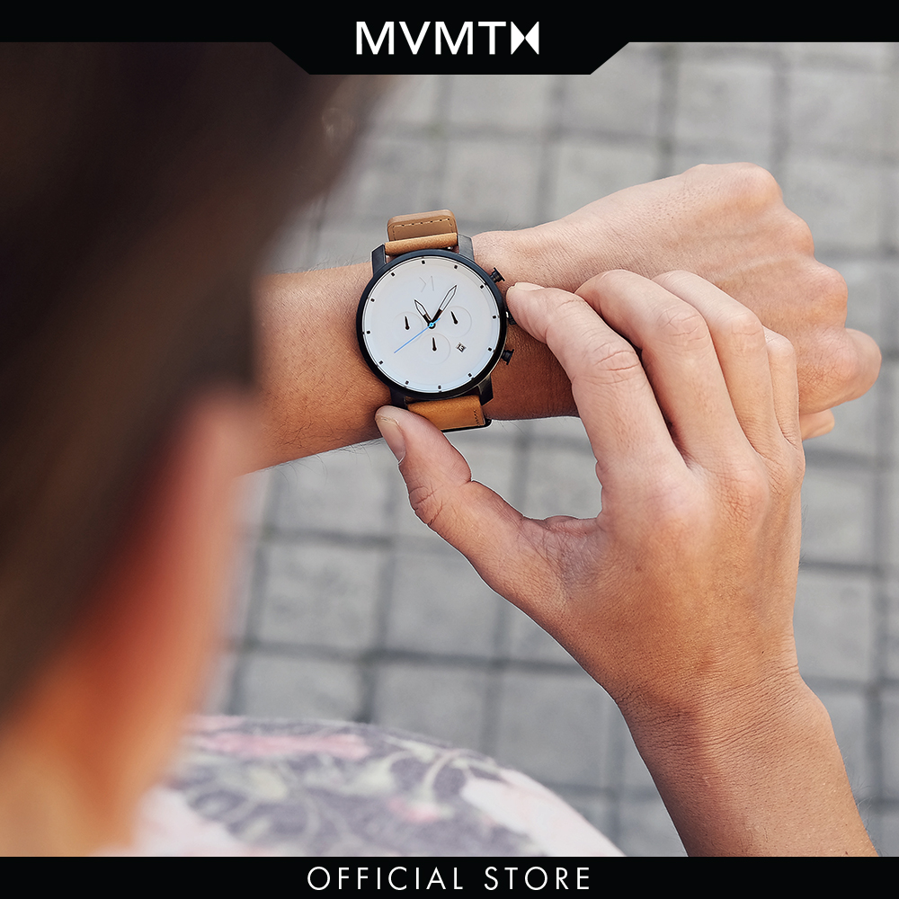 Đồng hồ Nam MVMT dây da 45mm - Chrono D-MC01-WBTL