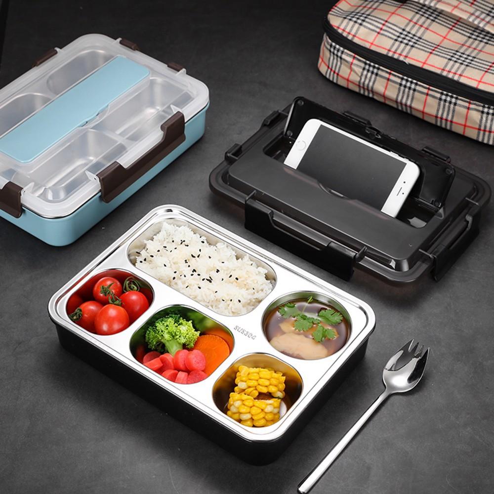 HỘP CƠM INOX 5 NGĂN CÓ NẮP ĐẬY LUNCH BOX SIÊU ĐẸP TIỆN LỢI