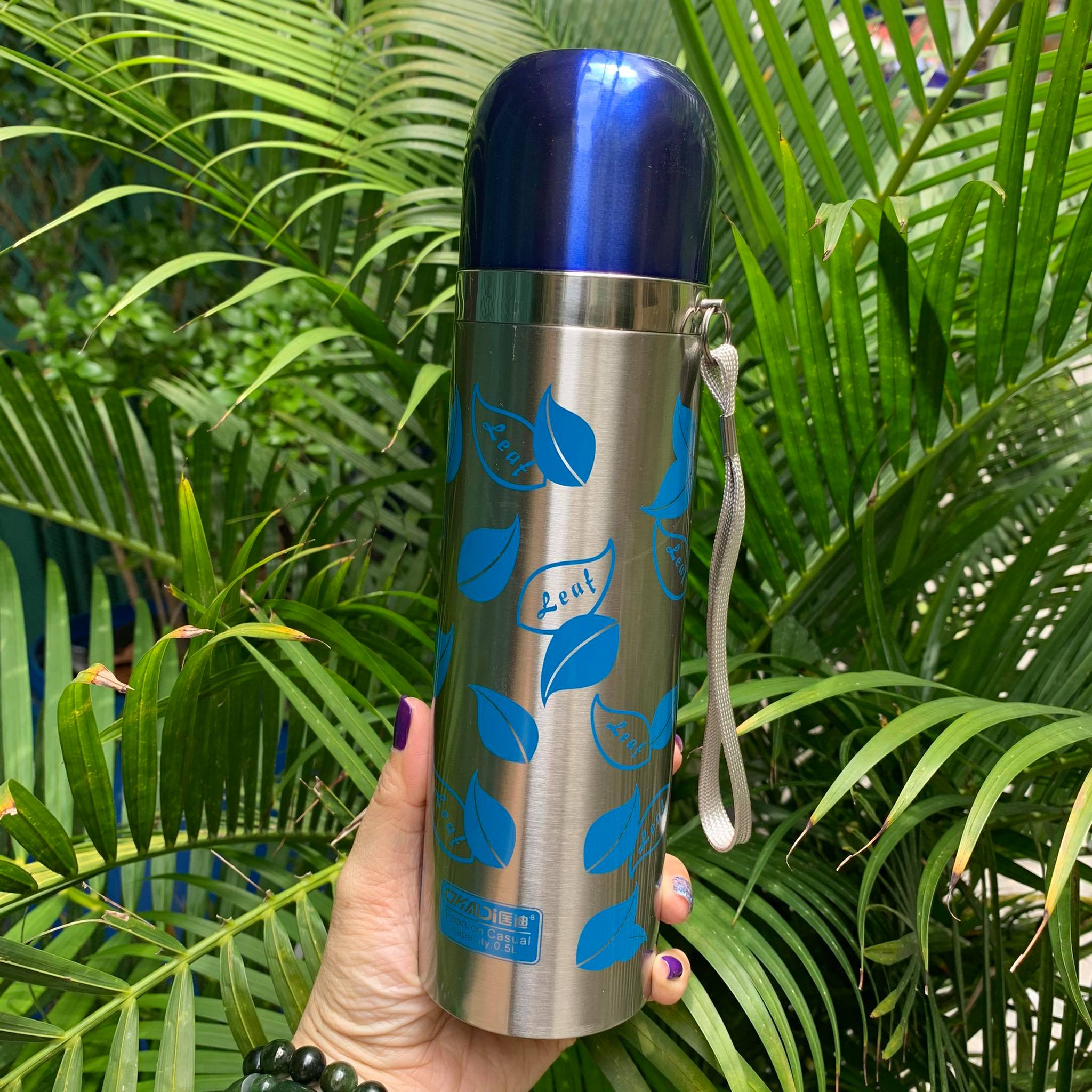 Bình giữ nút bấm nhiệt chiếc lá 500ml