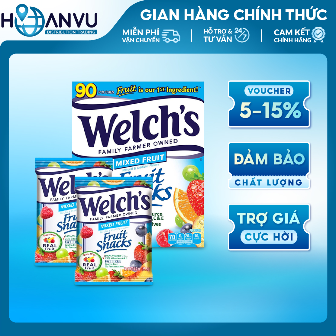 Kẹo dẻo trái cây Welch's Fruit Snacks Mixed Fruit