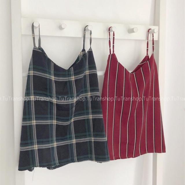 Áo hai dây lanh cổ V