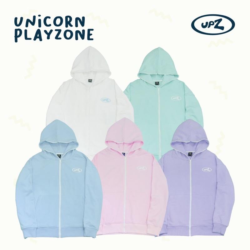 UPZ Áo Khoác Hoodie Dây Kéo In Unicorn Play Zone Chữ Bảy Màu