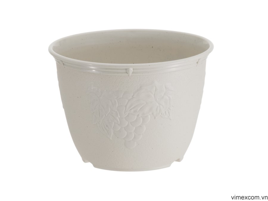 Combo Chậu hoa tròn màu trắng 24cm + Chậu hoa màu trắng có dây treo 20cm nội địa Nhật Bản