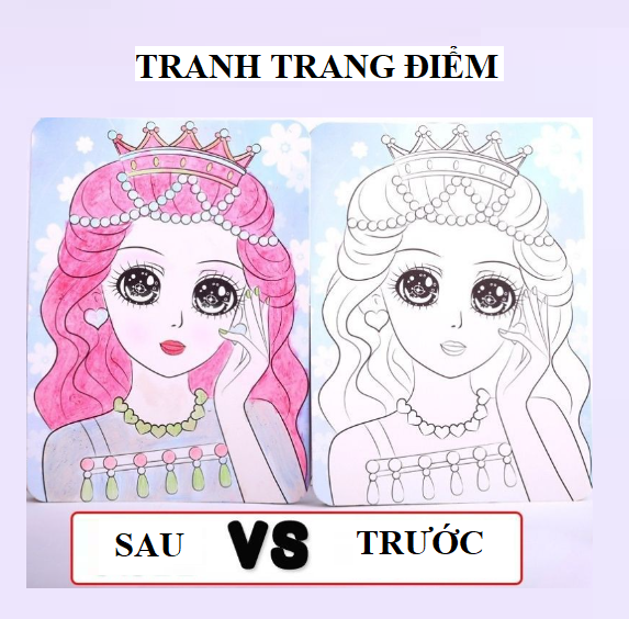 Tranh vẽ trang điểm công chúa, Bộ dụng cụ tô màu đồ chơi trang điểm làm đẹp cho bé-BB59-TrangDiem