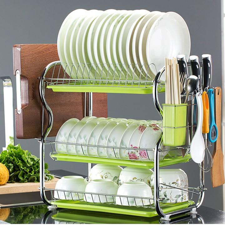 Giá/Kệ để bát , đĩa, thớt 3 tầng kệ úp bát đĩa, kệ úp bát