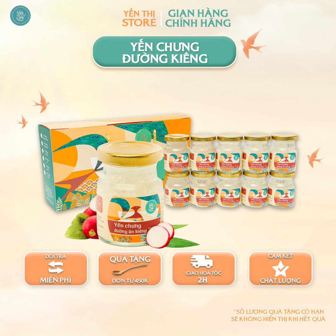 Tặng Muỗng Gỗ Đơn 450Kyến Thị - Yến Chưng Không Đường - 30 - Quà Tặng - Gói 10 Hũ - Yc Đường Ăn Kiêng