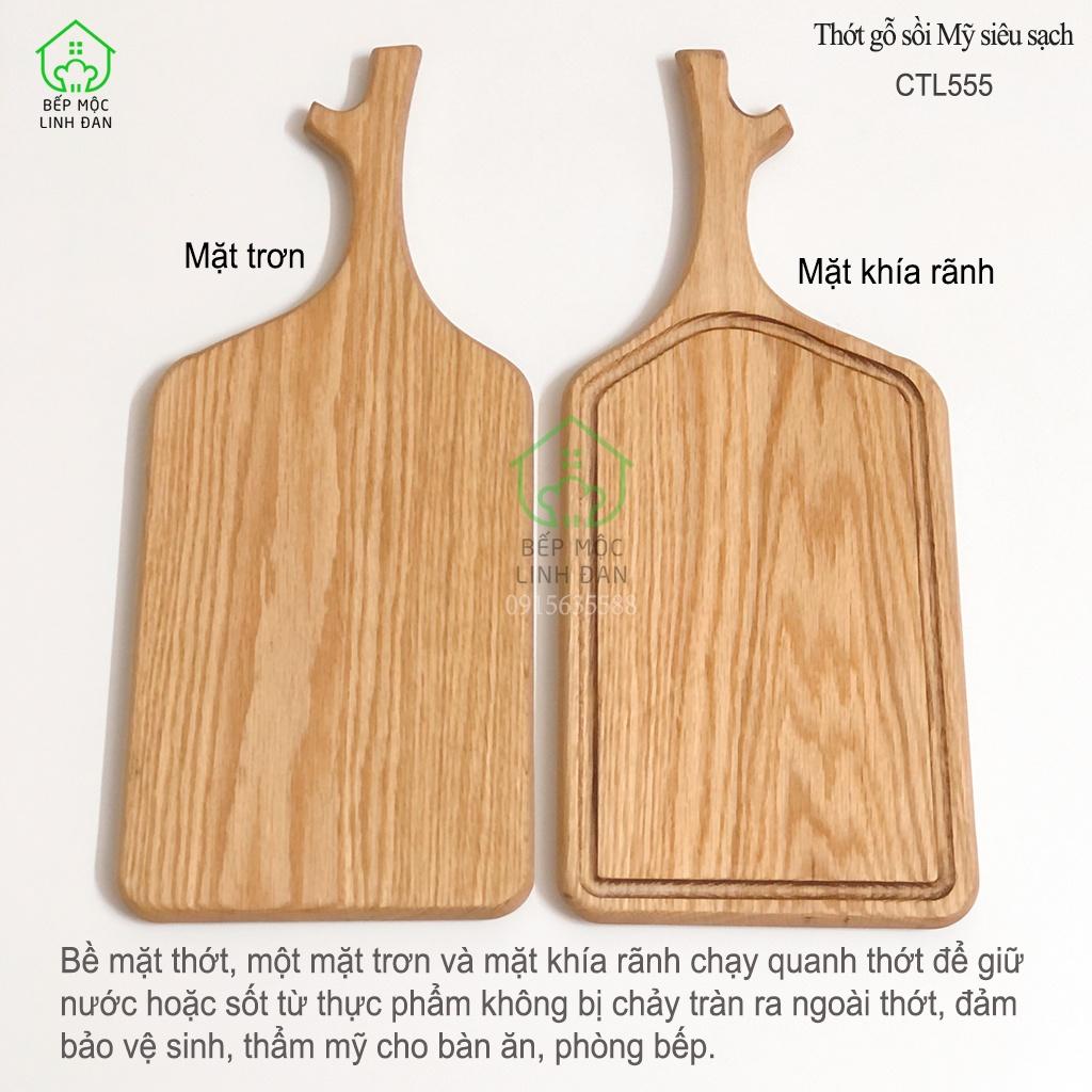 Khay Gỗ Sồi Tay Cầm Sừng Hươu HAHANCO Chắc Bền Vân Đẹp