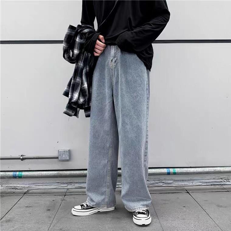 Quần Jean Baggy nam xanh sáng nhạt ống xuông rộng SR01 style hàn quốc 2021