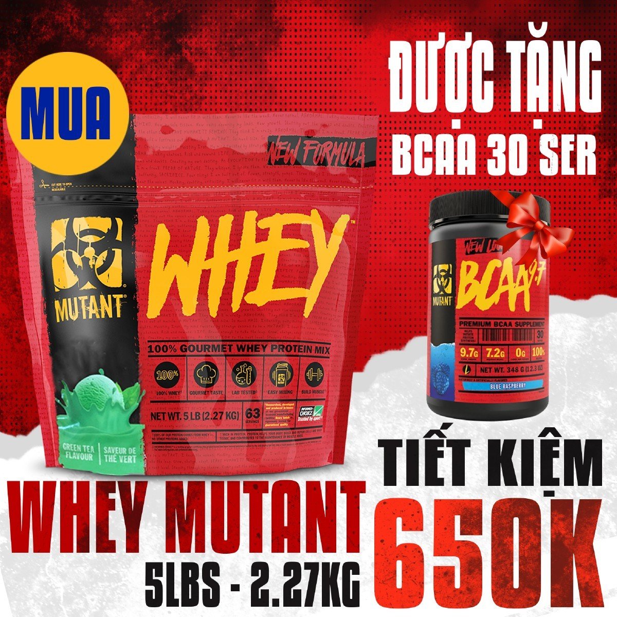 Sữa Tăng Cơ MUTANT WHEY PROTEIN 5Lbs (2.27 Kg)