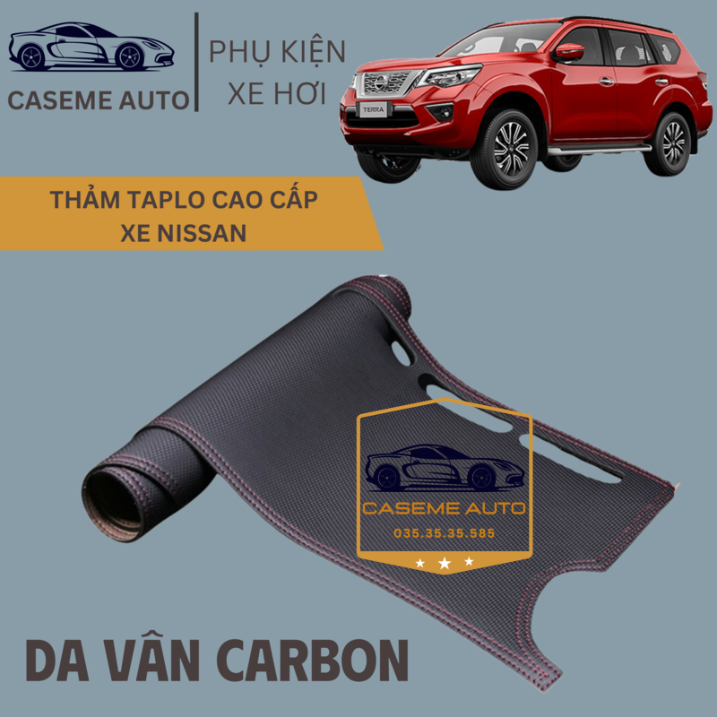 [NISSAN] Thảm Taplo 3 Lớp Dành Cho Các Xe Hãng NISSAN, Da Vân Carbon Cao Cấp - Hàng Chính Hãng