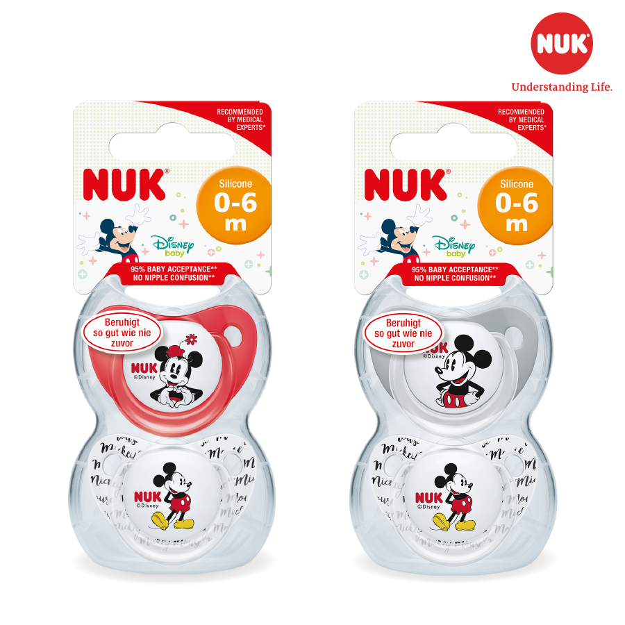 BỘ 2 TI GIẢ NUK SLEEPTIME SILICONE PLUS MICKEY - MÀU NGẪU NHIÊN