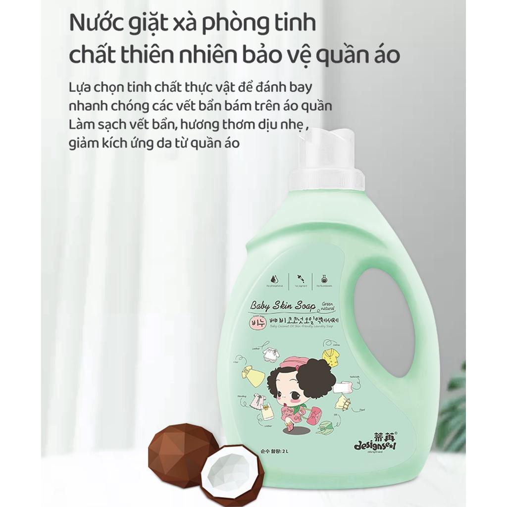 Nước xả giặt xà phòng ddung Hàn Quốc 2 in 1 2000ml, giặt siêu sạch,thân thiện làn da không phai màu.