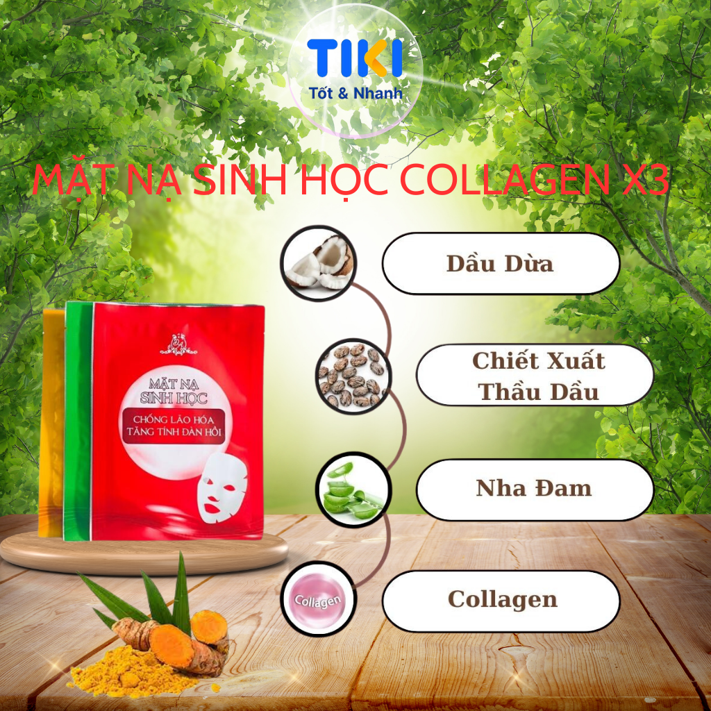 Mặt Nạ Sinh Học Collagen X3 Mặt Nạ Cấp Ẩm Dưỡng Da Căng Bóng Mỹ Phẩm Đông Anh Chính Hãng Hộp 5 Miếng