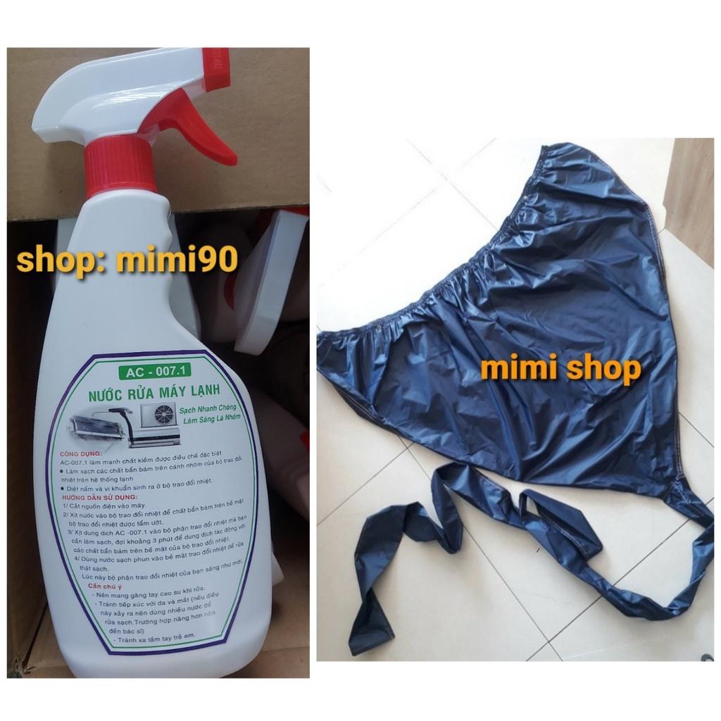 Túi trùm vệ sinh máy lạnh treo tường vải tổ ong màu xanh đen xịn nhất- Áo bọc hứng nước rửa điều hòa