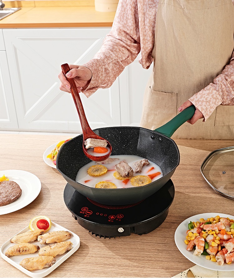 Chảo Đun Bếp Từ Siêu Chống Dính,Chất Liệu Thép Hợp Kim Cao Cấp,Thiết Kế Sang Trọng,Đáy 3 Lớp-Size 32cm,Lòng Sâu 10cm