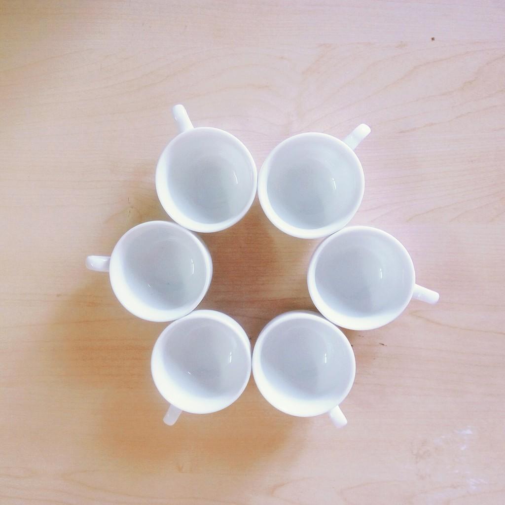 Bộ 6 chén trà Bát Tràng, cỡ nhỡ có tai dung tích 50ml