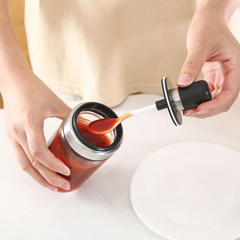 Lọ Đựng Gia Vị, Dầu Ăn, Nước Chấm Bằng Thủy Tinh Trong Suốt Kèm Muỗng Tiện Lợi - Miễn Phí Vận Chuyển