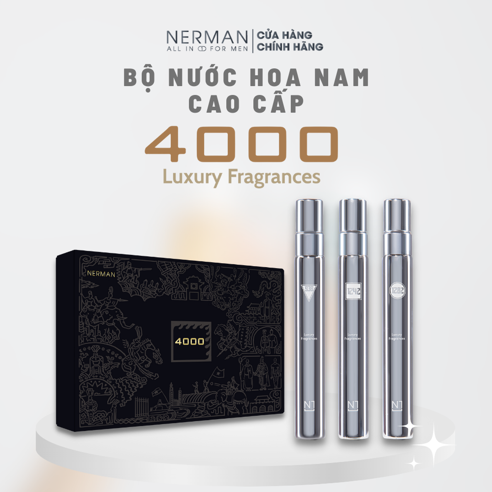 Bộ 3 chai nước hoa nam chính hãng Nerman - 938, 1242, 1282 - Hương thơm mạnh mẽ lôi cuốn, lưu hương tới 8h 10ml/chai