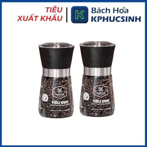 Combo 2 hũ tiêu đen và tiêu trắng K-Pepper nắp cối xay tiêu (90g/hũ)