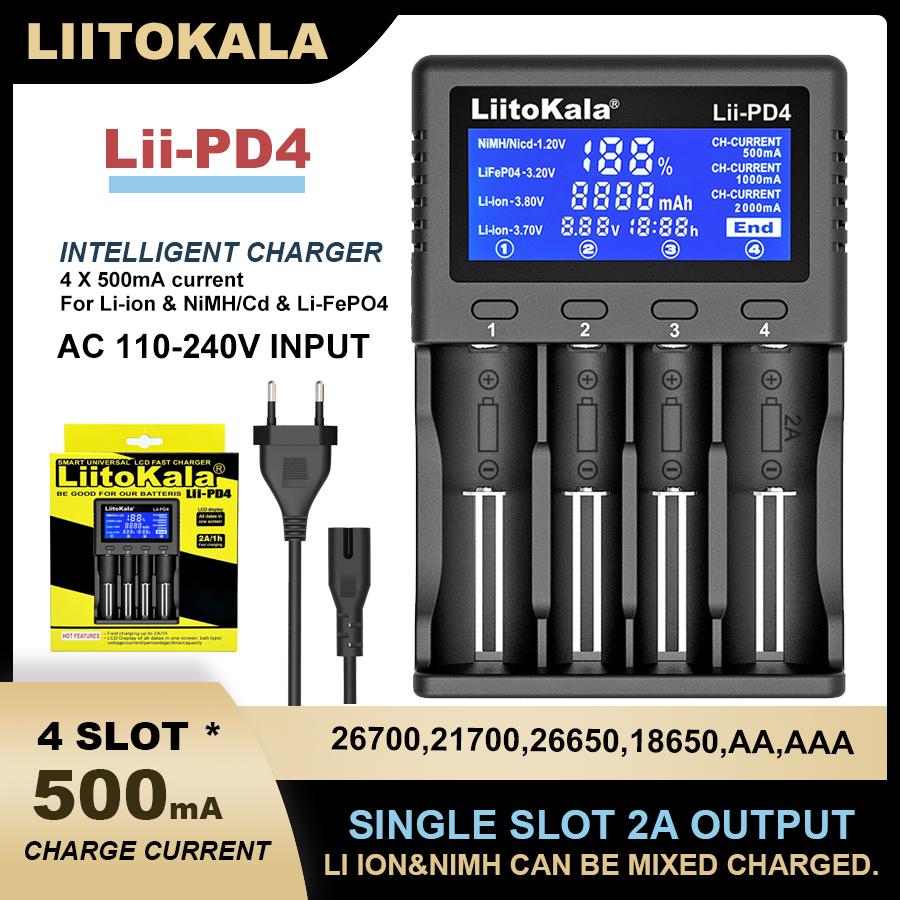 Liitokala Lii-PD4 LCD 3.7V/1.2V/3.2V/3.8V NiMH 18650 16340 18350 18500 21700 20700 26650 Sạc Pin Lithium Sạc Màu Sắc: Lii-PD4 Trọn Bộ