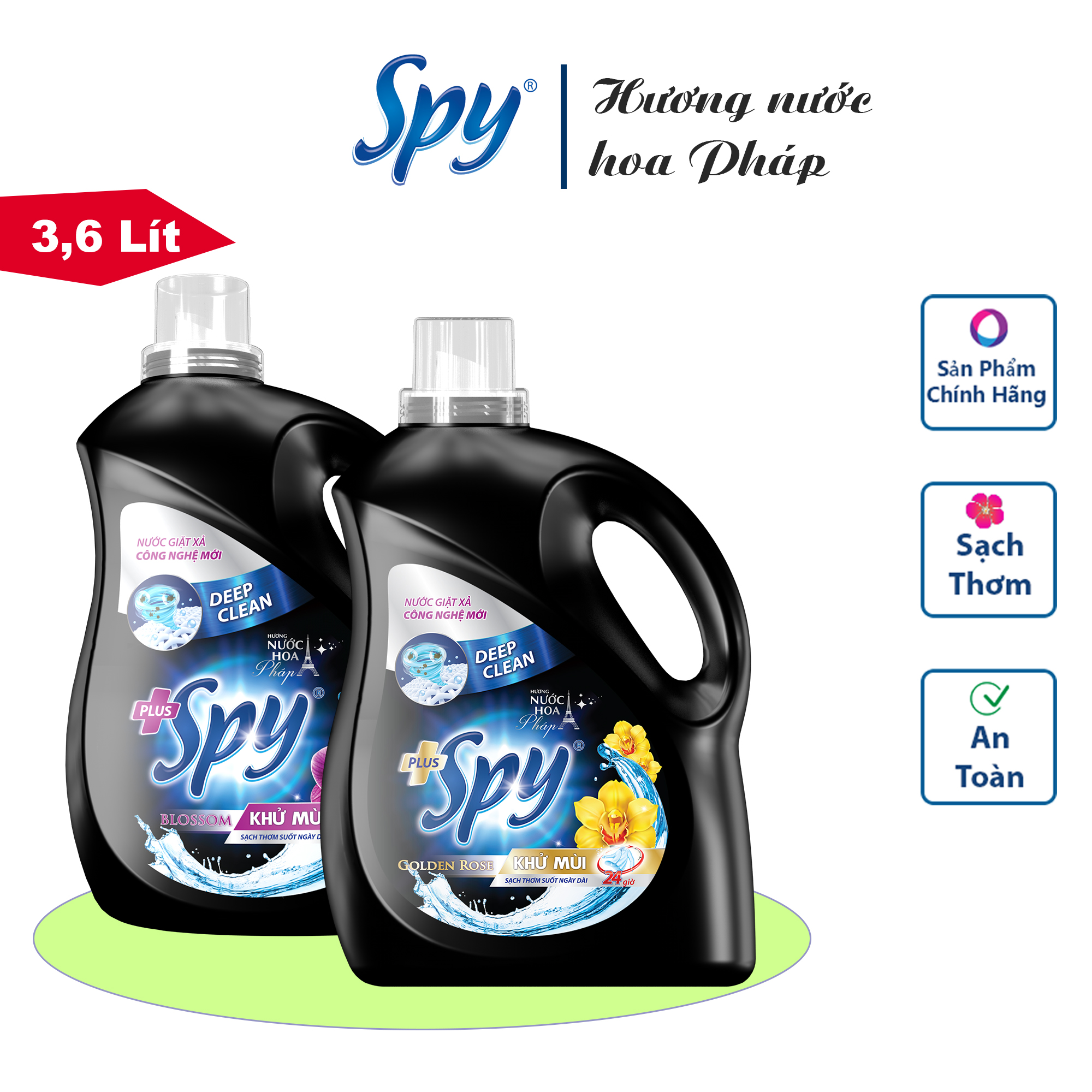 Can nước giặt 3,6 kg SPY Deep Clean Plus khử mùi diệt khuẩn, sạch sâu, thơm lâu giúp làm mềm vải