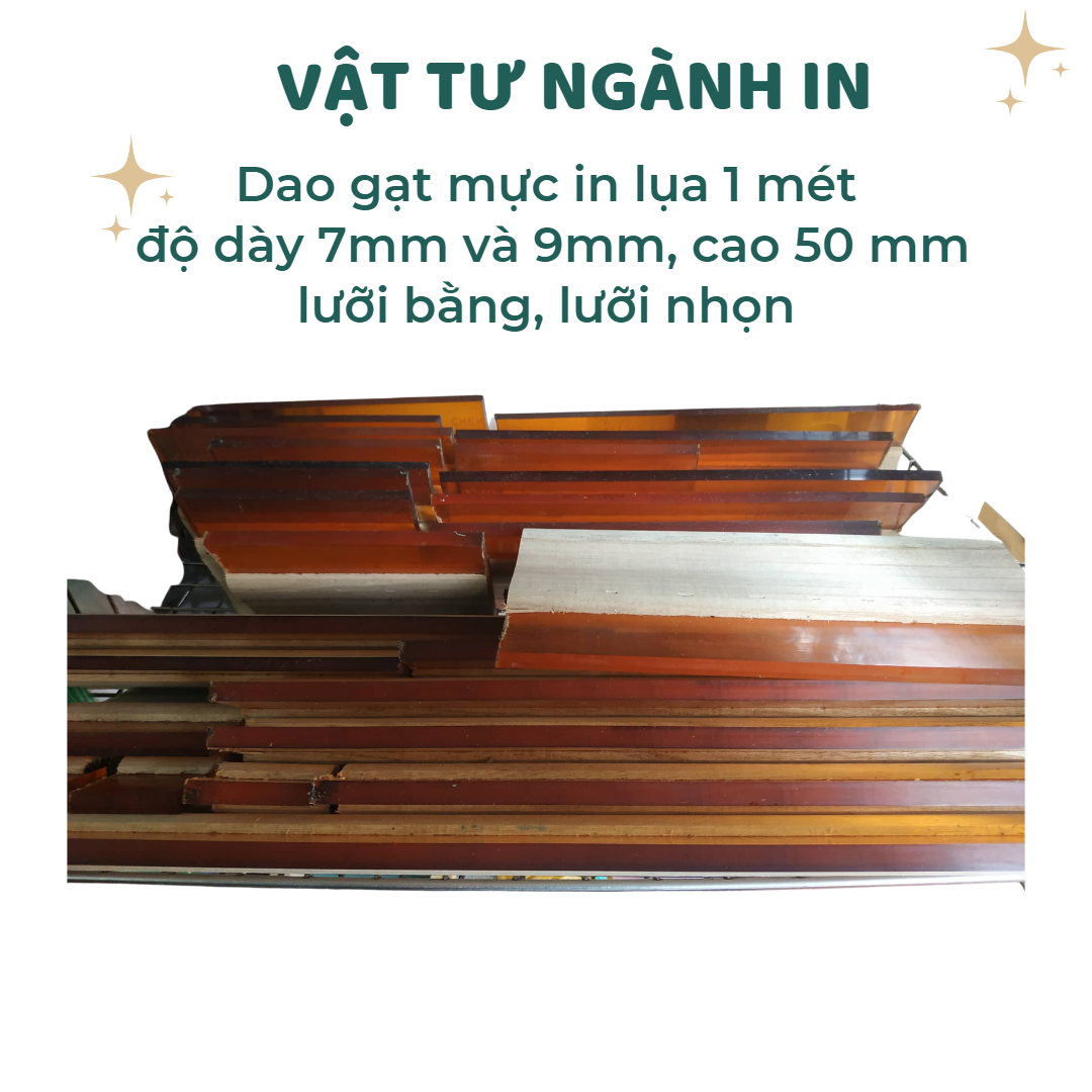 Dao gạt mực in lụa 1 mét, độ dày 7mm và 9mm, đầu nhọn, đầu bằng