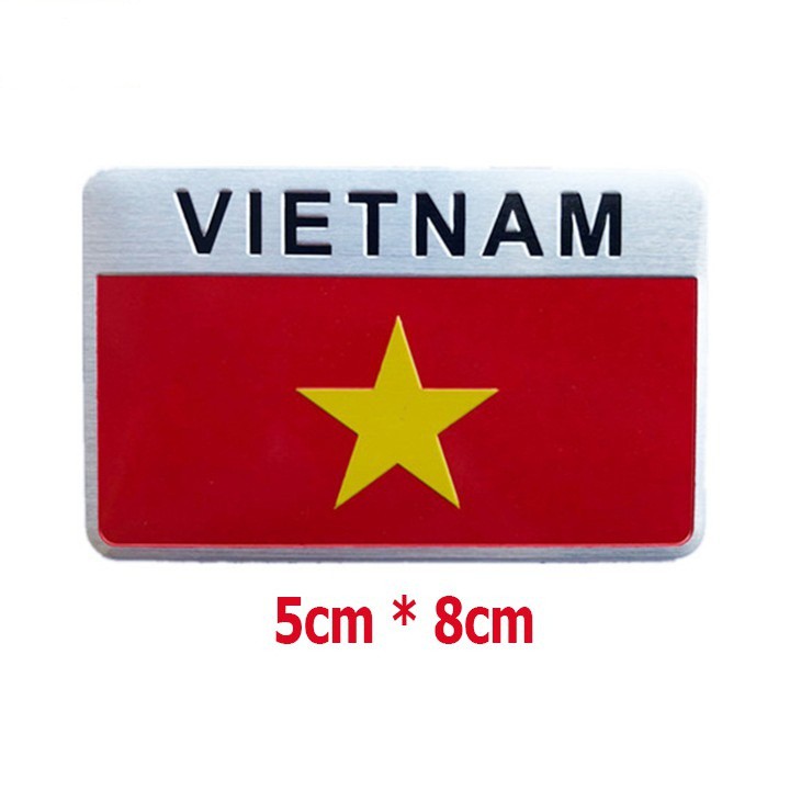 Tem nhôm logo kim loại hình lá cờ Việt Nam