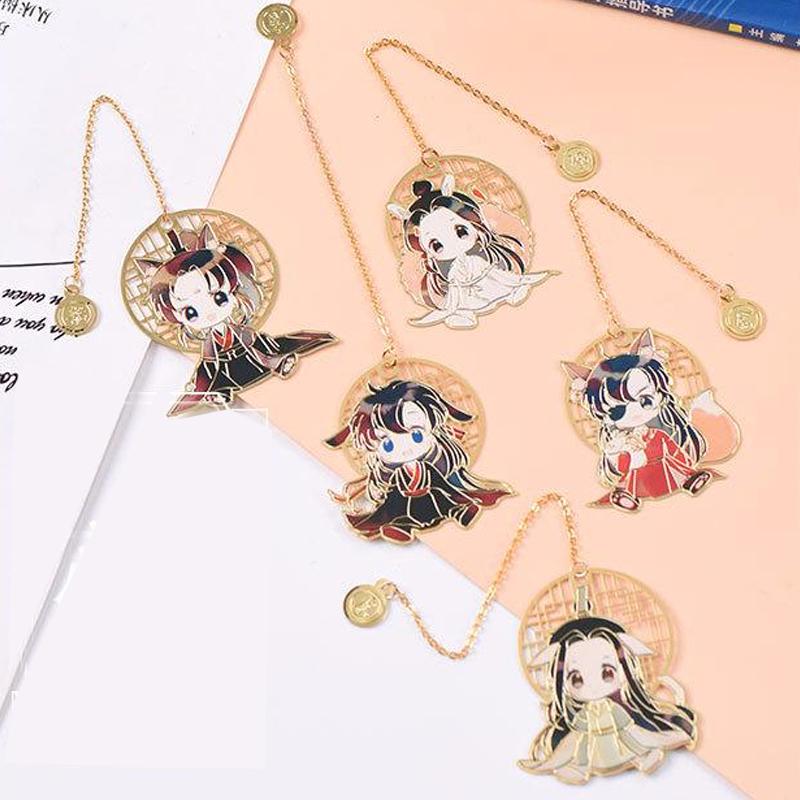 Bookmark kim loại mỏng THIÊN QUAN TỨ PHÚC MA ĐẠO TỔ SƯ HỆ THỐNG TỰ CỨU in màu anime chibi