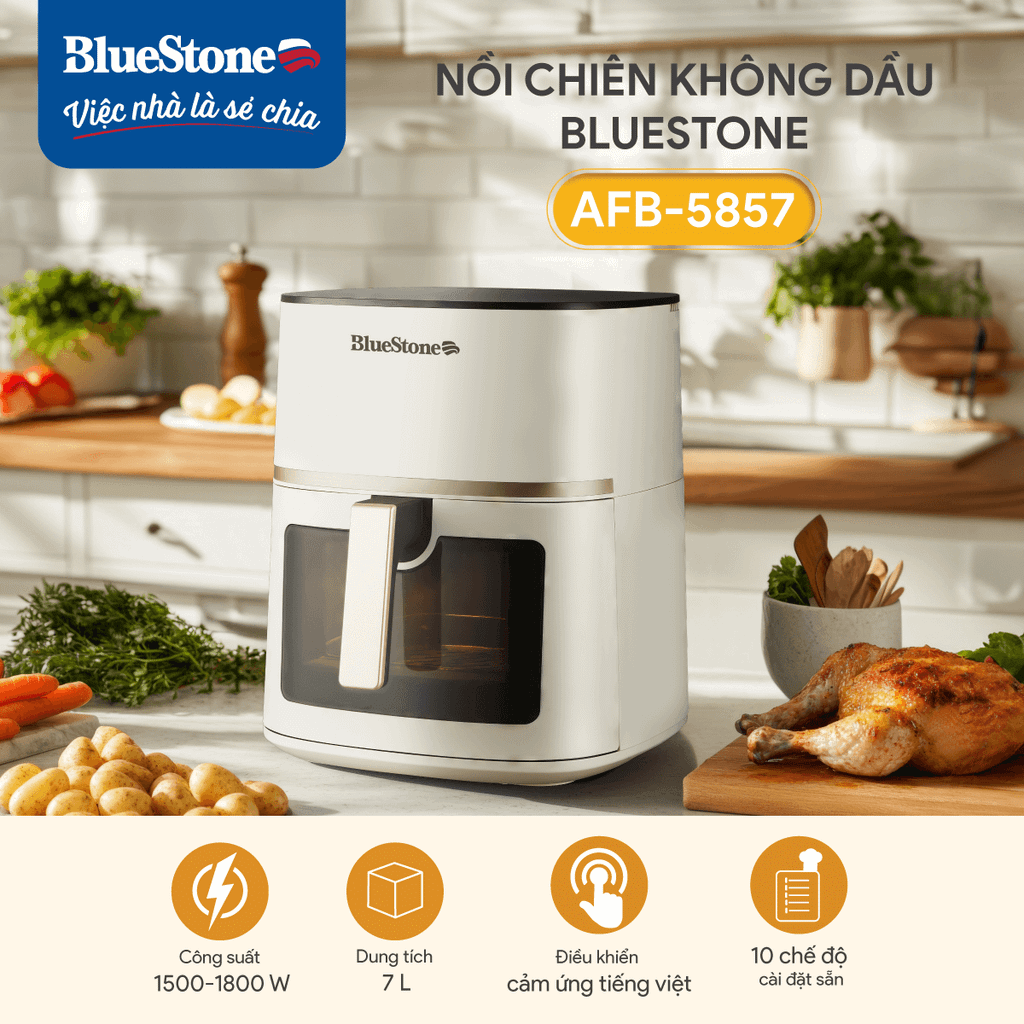 Nồi Chiên Không Dầu BlueStone AFB-5857 7 Lít 1800W - Hàng chính hãng