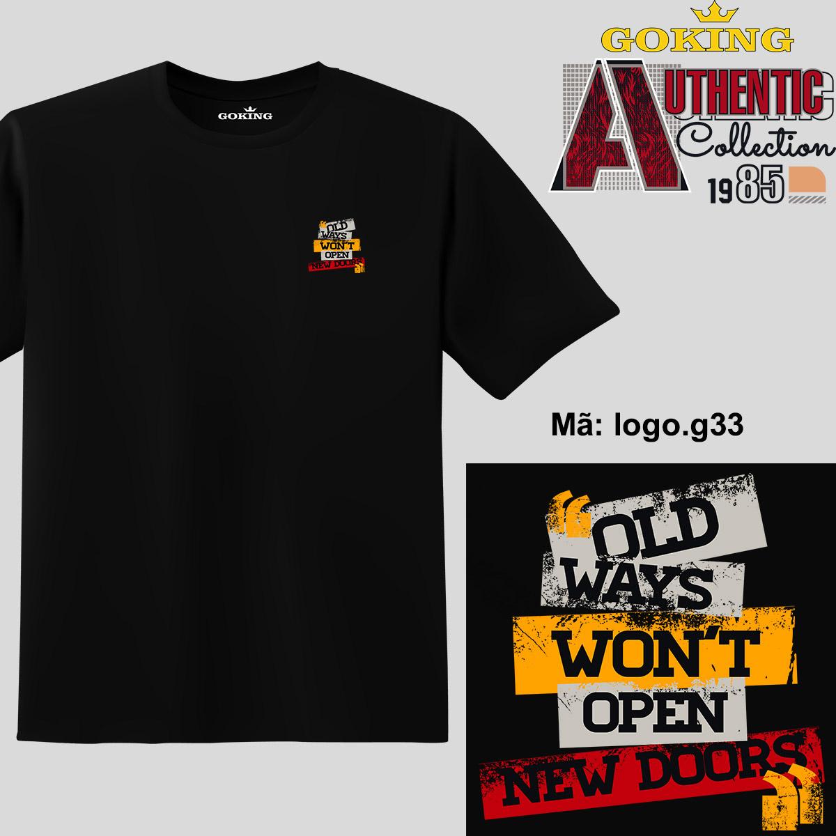 NEW DOORS, mã logo.g33. Áo phông GOKING hàng hiệu, quà tặng cao cấp cho gia đình, cặp đôi, lớp nhóm, doanh nghiệp – Đen, vải 100 cotton – 3XL
