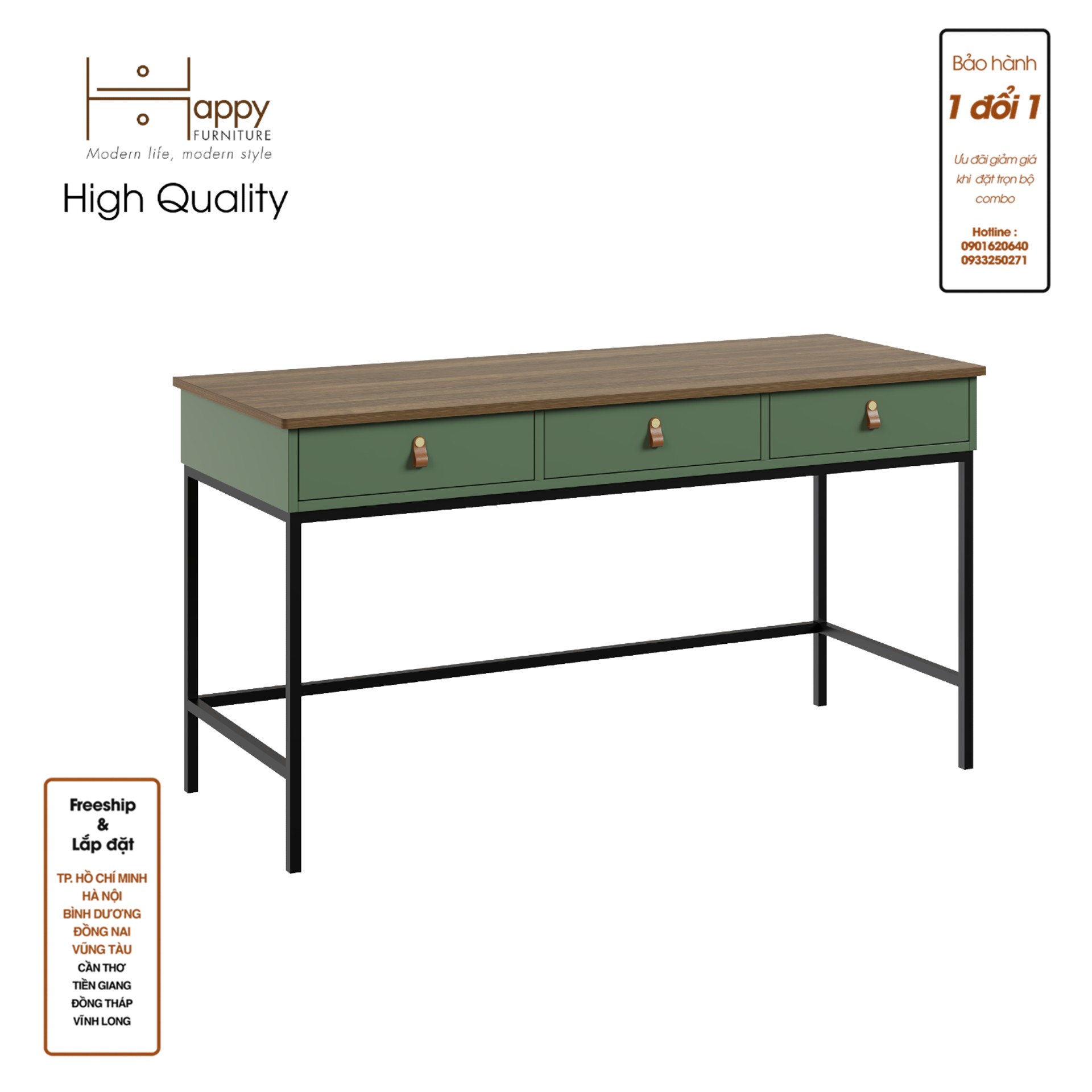 NOMIA , Bàn làm việc 1m4 - chân sắt , 140cm x 55cm x 75cm , BAN_037