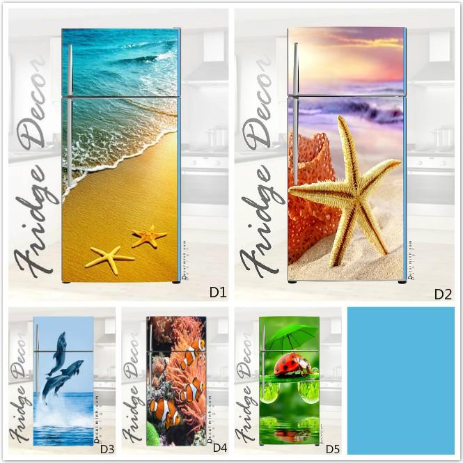 Decal 3D dán Cửa Tủ Lạnh chống thấm cao cấp mẫu sao biển